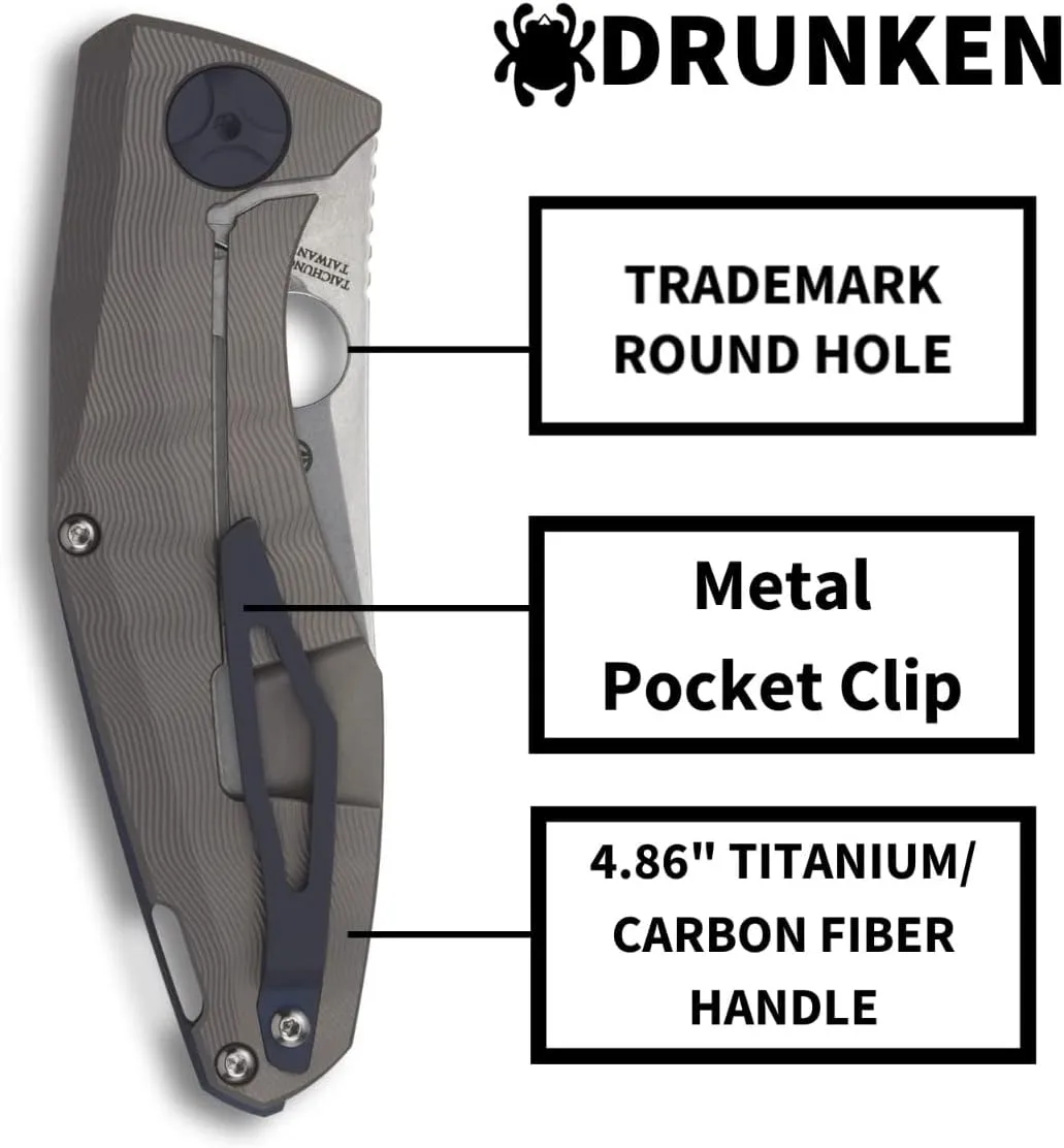 Spyderco Drunken Prestige Premium Knife with 3.50" CPM S90V Stainless Steel Blade and Black Titanium Carbon Fiber Handle