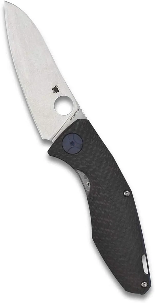 Spyderco Drunken Prestige Premium Knife with 3.50" CPM S90V Stainless Steel Blade and Black Titanium Carbon Fiber Handle