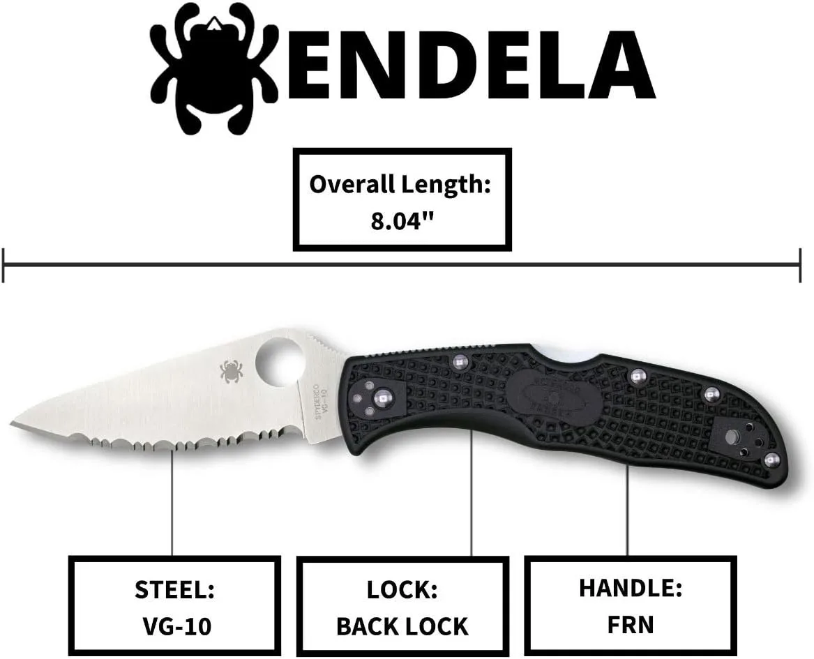 SPYDERCO Endela Lightweight Folding Knife with VG-10 Blade and FRN Handle