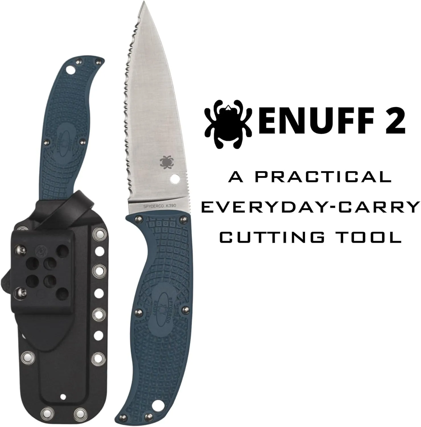SPYDERCO Enuff 2 Fixed Blade Knife with FRN Handle and Polymer Sheath