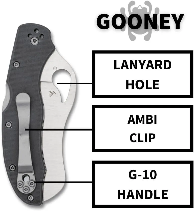 Spyderco Byrd Gooney Lockback Folding Pocket Knife with 9Cr14MoV Stainless Steel Blade and Gray G-10 Handle - PlainEdge