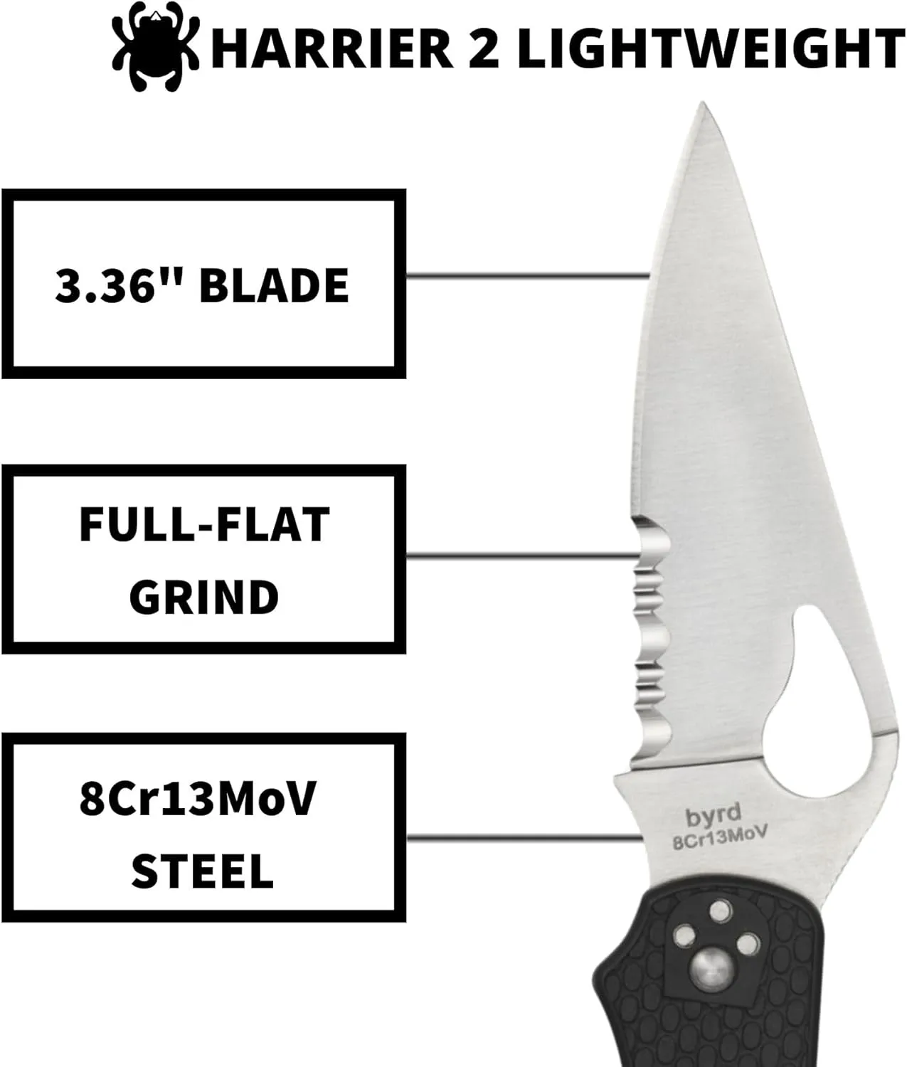 SPYDERCO Harrier 2 Lightweight Folding Pocket Knife with FRN Handle