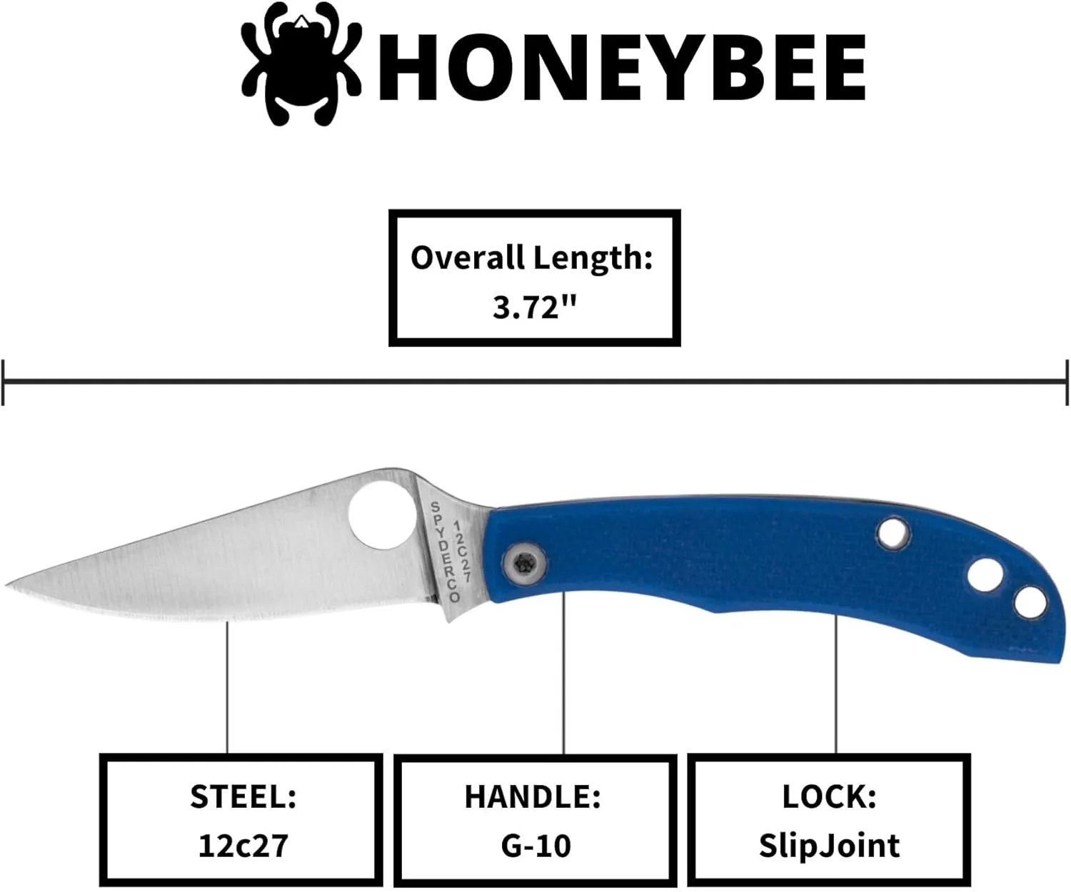 SPYDERCO Honeybee Micro Slipjoint Pocket Knife 1.68" Sandvik 12C27