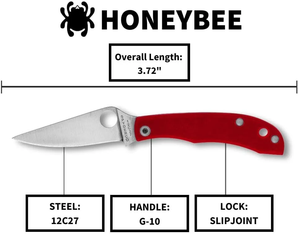 SPYDERCO Honeybee Micro Slipjoint Pocket Knife 1.68" Sandvik 12C27