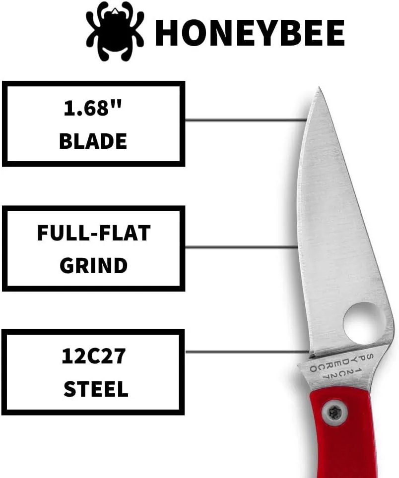 SPYDERCO Honeybee Micro Slipjoint Pocket Knife 1.68" Sandvik 12C27