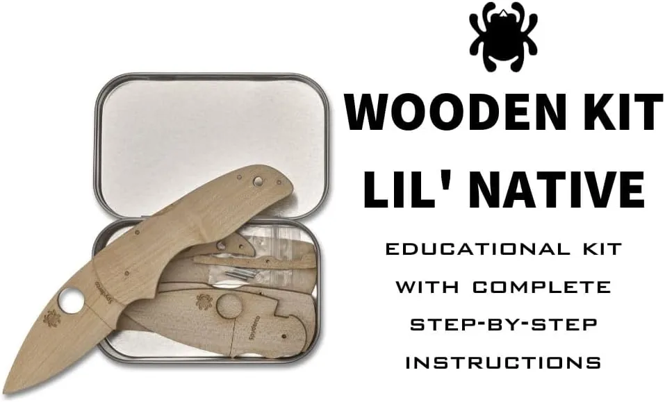 Spyderco Lil Native Wooden Knife Kit - Educational DIY Crafting Project for Families, Safe Non-Sharp Design - WDKIT2