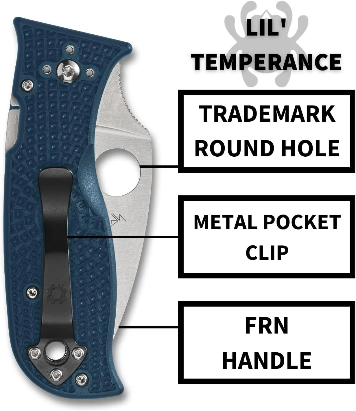Spyderco Knives Lil Temperance 3 C69PBL3K390 Blue FRN and K390 Steel Pocket Knife