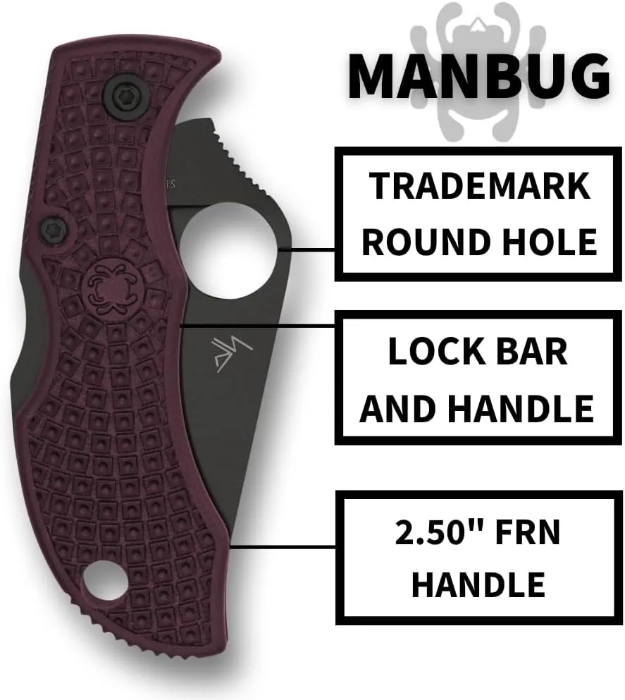 Spyderco Manbug Folding Pocket Knife with Micro-Melt PD#1 Steel Blade and FRN Handle - PlainEdge - MBBGBKP