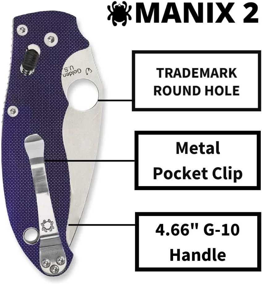 Spyderco Manix 2 Folding Knife with Ball Bearing Lock - PlainEdge