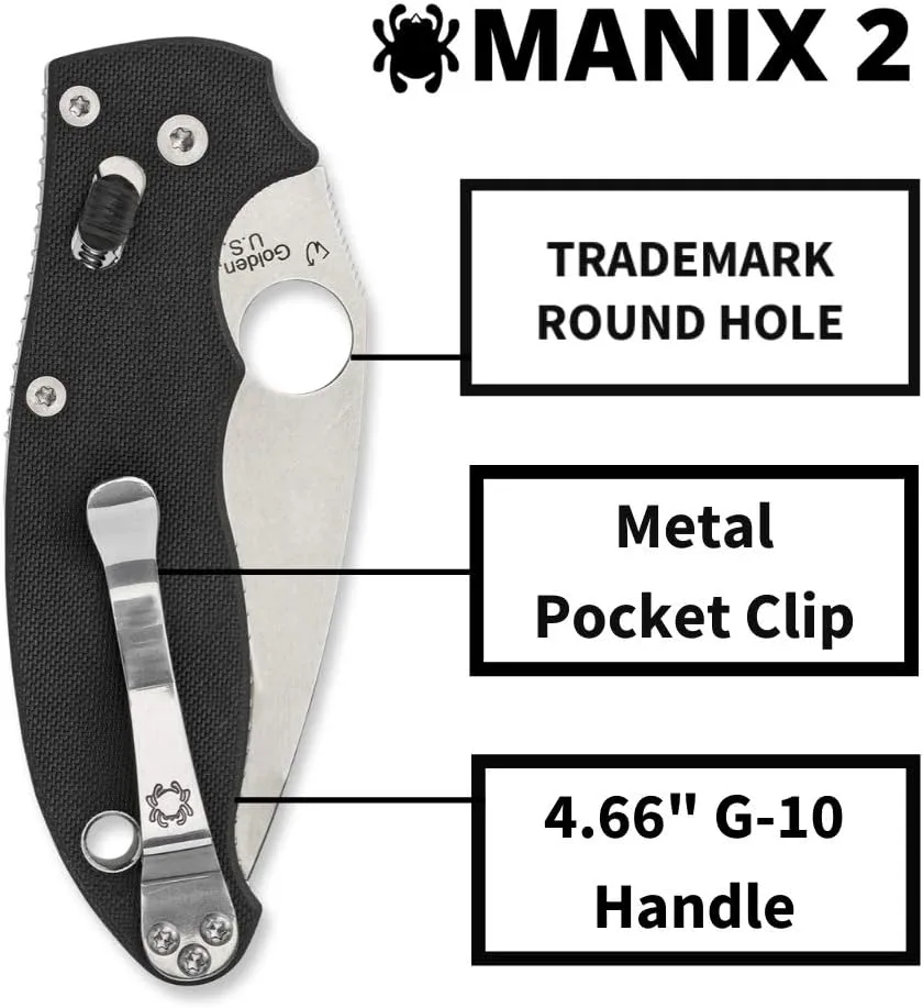 Spyderco Manix 2 Folding Knife with Ball Bearing Lock - PlainEdge