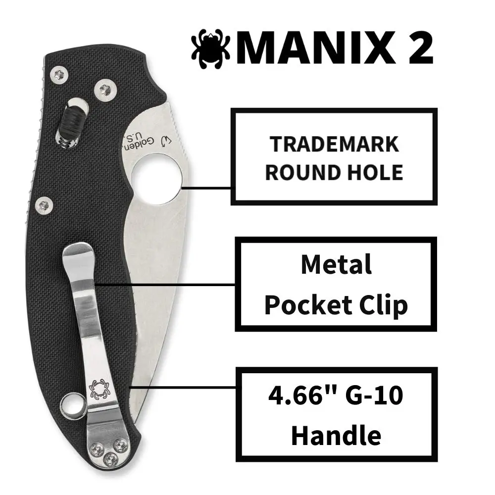 Spyderco Manix 2 Folding Knife with Ball Bearing Lock - PlainEdge