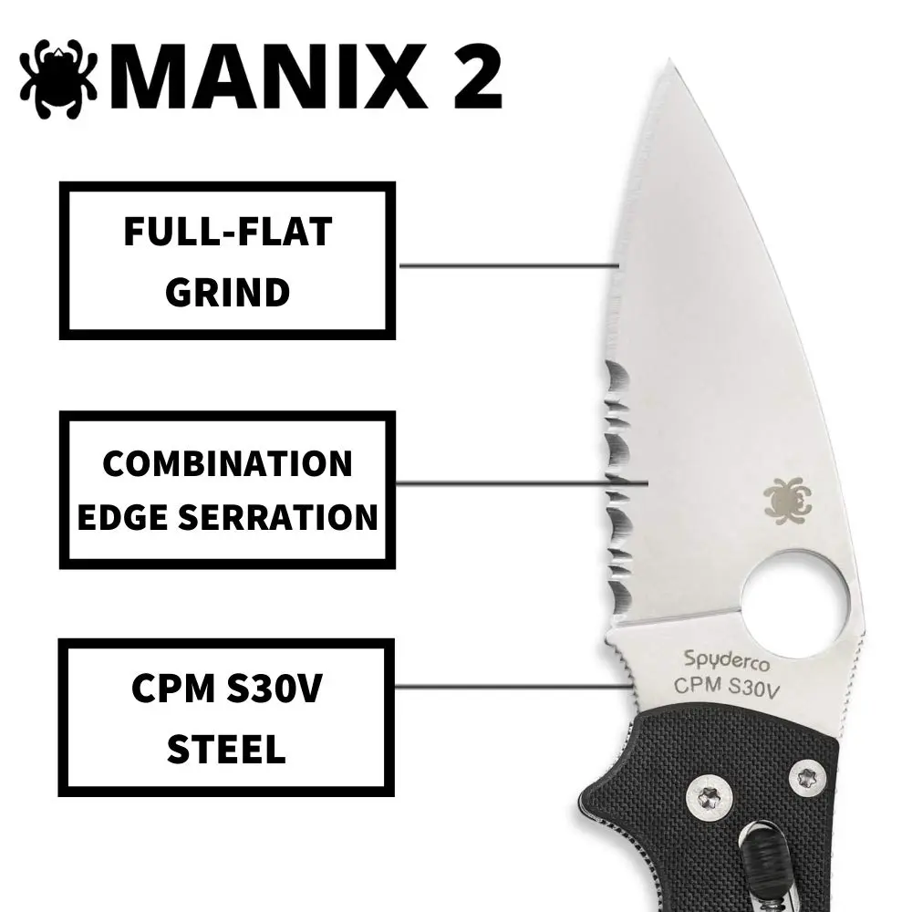 Spyderco Manix 2 Folding Knife with Ball Bearing Lock - PlainEdge