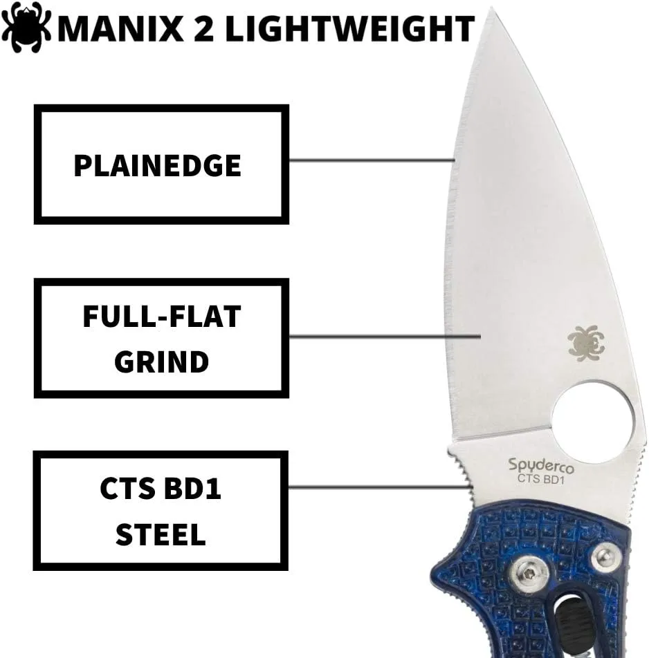 Spyderco Manix 2 Folding Knife with Ball Bearing Lock - PlainEdge