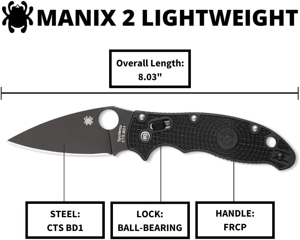 Spyderco Manix 2 Folding Knife with Ball Bearing Lock - PlainEdge