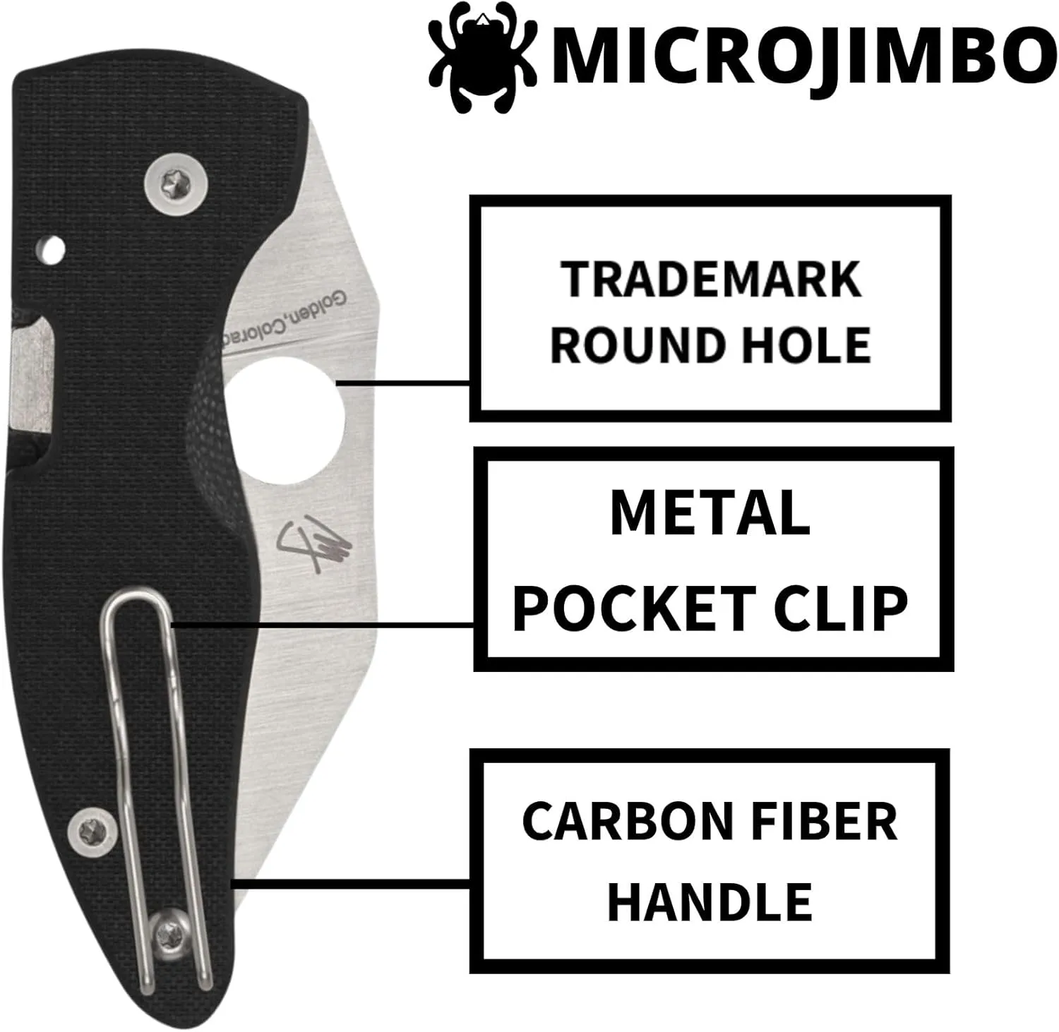 Spyderco MicroJimbo Folding Pocket Knife - CPM S90V Steel with Carbon Fiber Handle, PlainEdge - C264CFP