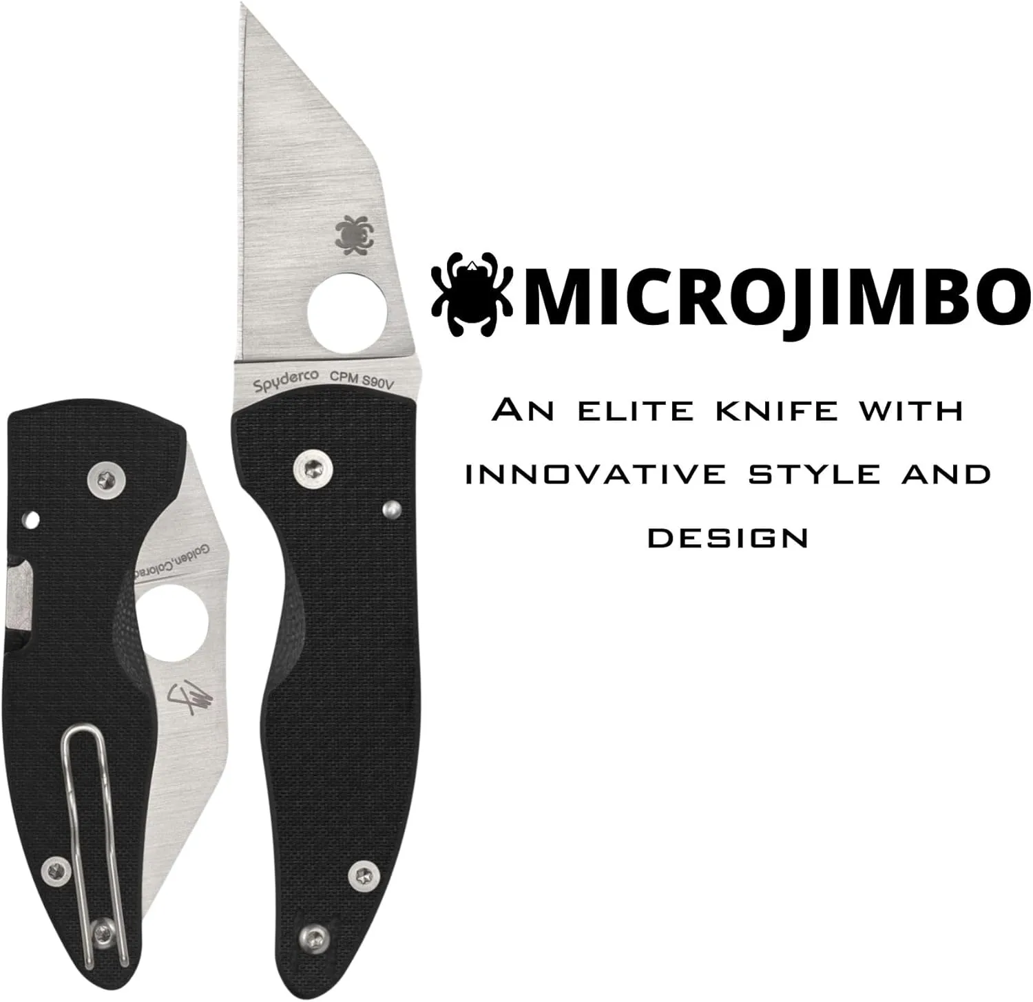 Spyderco MicroJimbo Folding Pocket Knife - CPM S90V Steel with Carbon Fiber Handle, PlainEdge - C264CFP