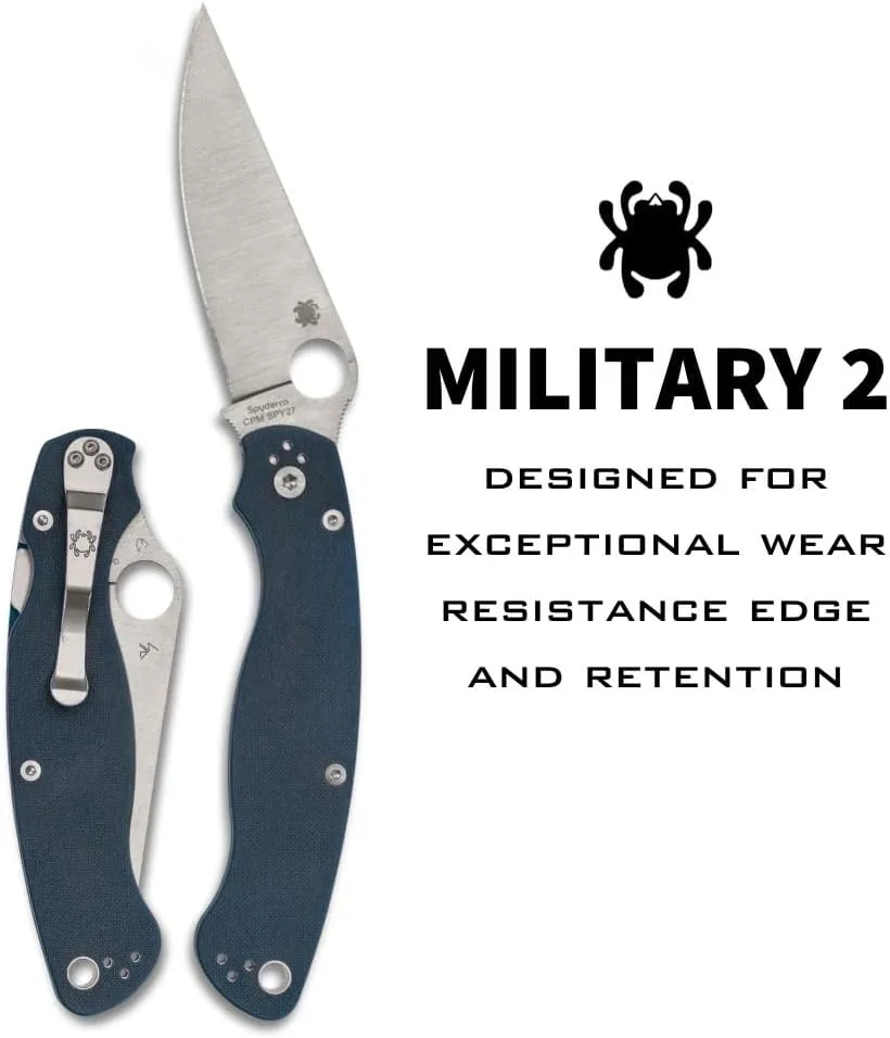 Spyderco Military 2 Folding Pocket Knife with 4 Inch CPM SPY27 Steel Blade and G-10 Handle - Everyday Carry - PlainEdge