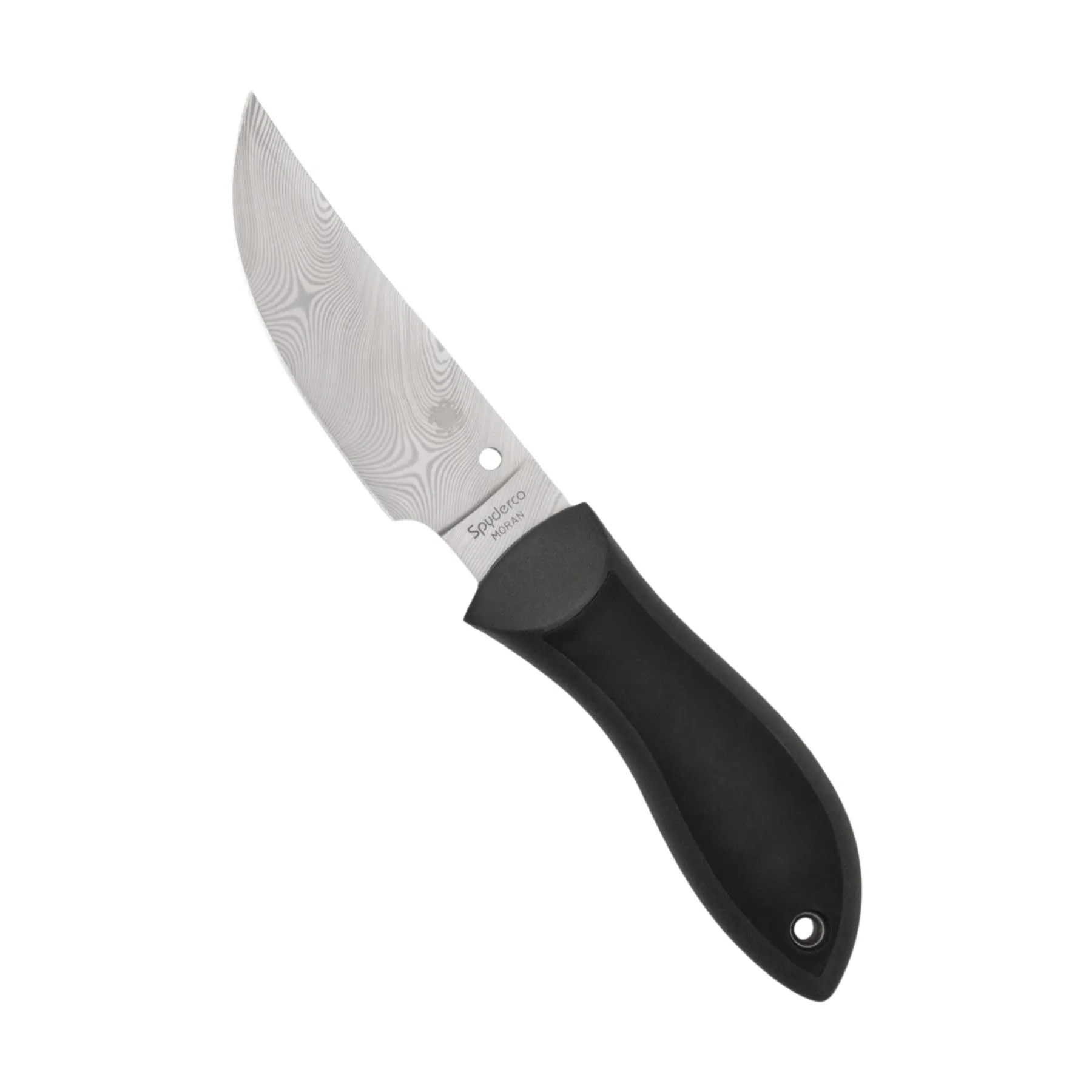 Spyderco Moran Upswept Gray Fixed Blade Knife - Damasteel DS93X with FRN/Kraton Handle, PlainEdge - FB01PGYD