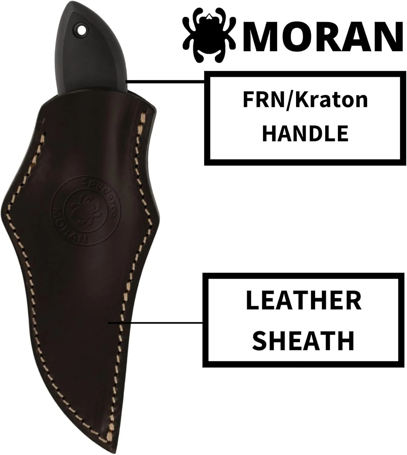 Spyderco Moran Upswept Gray Fixed Blade Knife - Damasteel DS93X with FRN/Kraton Handle, PlainEdge - FB01PGYD