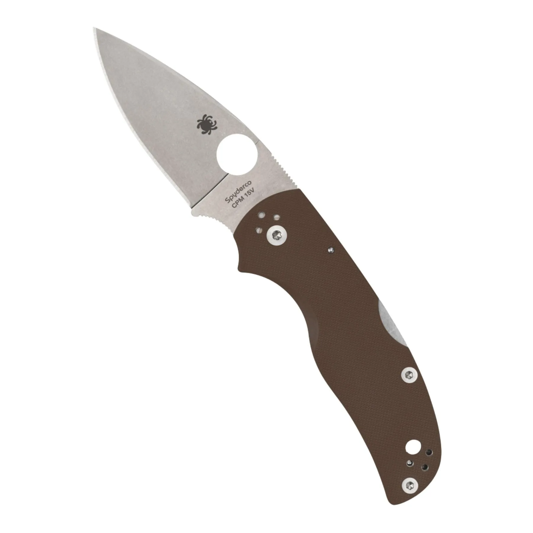 Spyderco Native 5 Folding Knife - CPM 15V Steel Blade with G-10 Handle, 2.95" Blade Length, Brown, PlainEdge - C41GPBN15V5