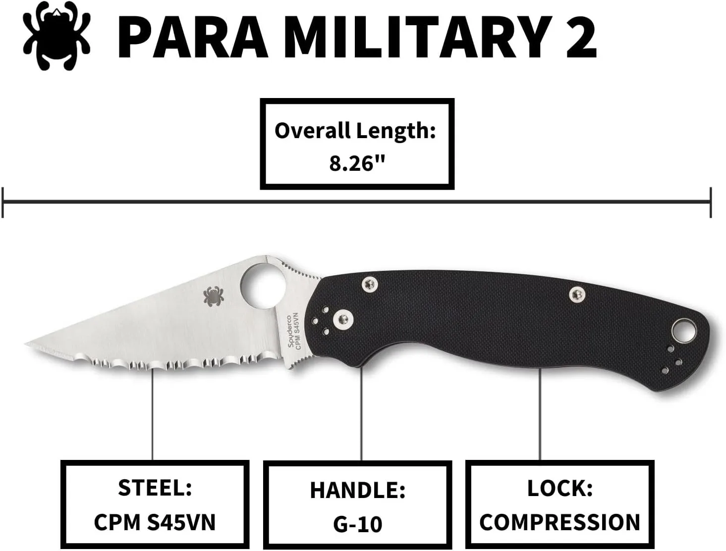 Spyderco Para Military 2 Folding Knife with G-10 Handle