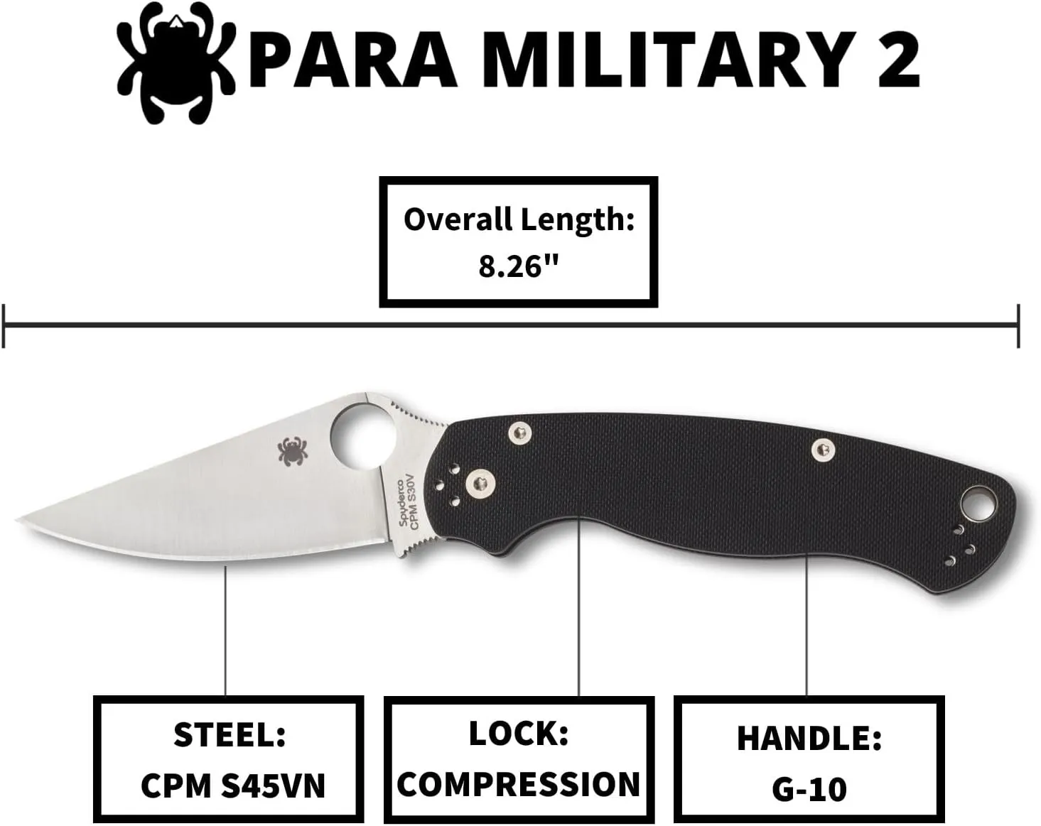 Spyderco Para Military 2 Folding Knife with G-10 Handle