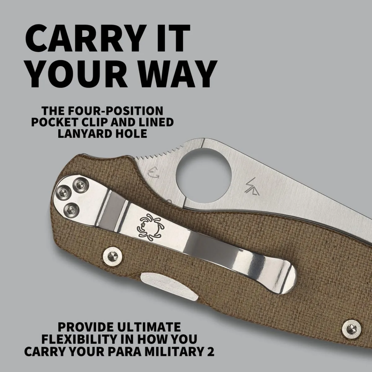 Spyderco Para Military 2 Signature Knife with 3.47" CPM Cru-Wear Steel Blade and Premium Micarta Handle - PlainEdge
