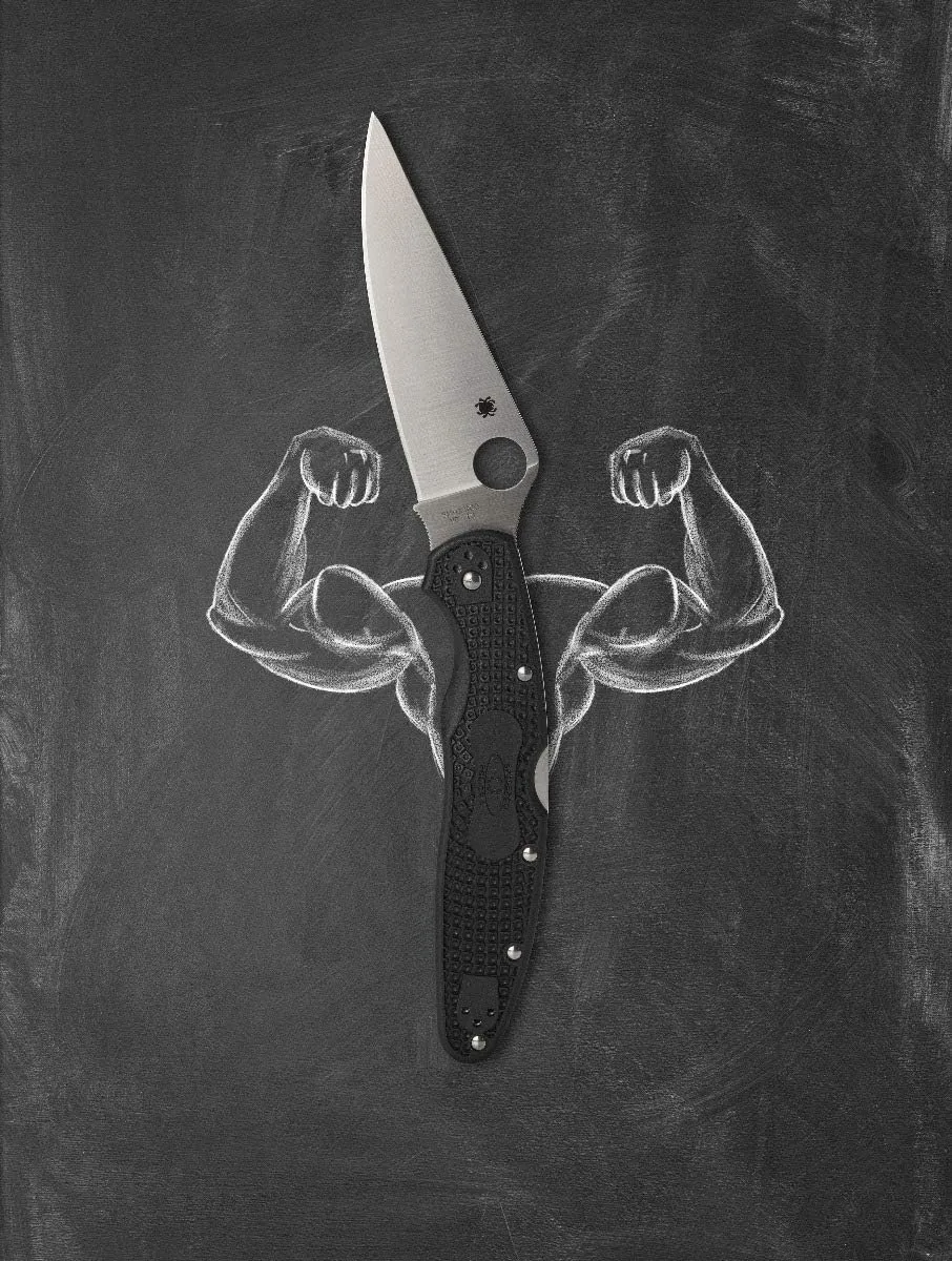Spyderco Police 4 Lighweight Knife - Black FRN Handle with PlainEdge, Full-Flat, VG-10 Steel Blade and Back Lock - C07PBK4