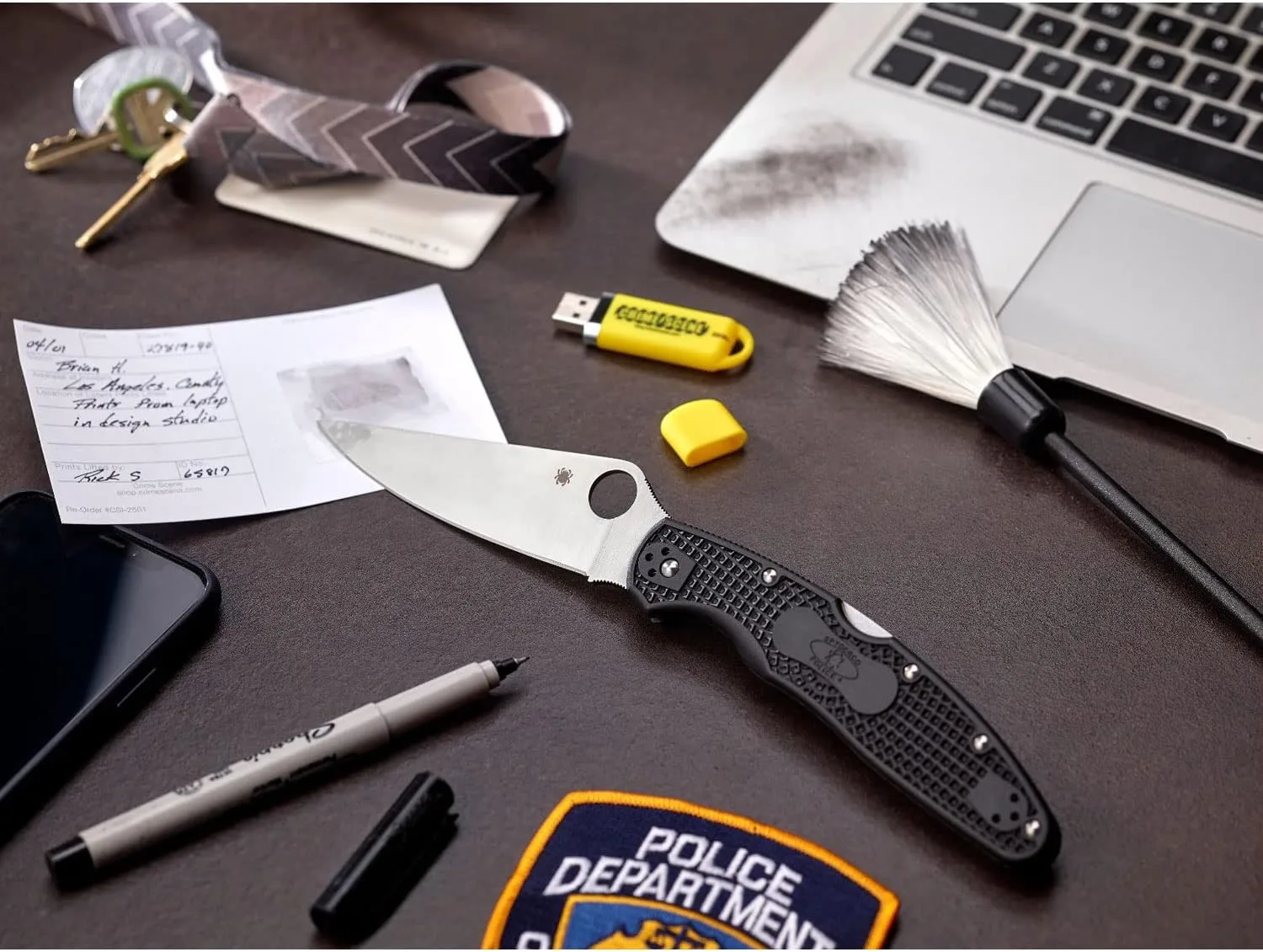Spyderco Police 4 Lighweight Knife - Black FRN Handle with PlainEdge, Full-Flat, VG-10 Steel Blade and Back Lock - C07PBK4