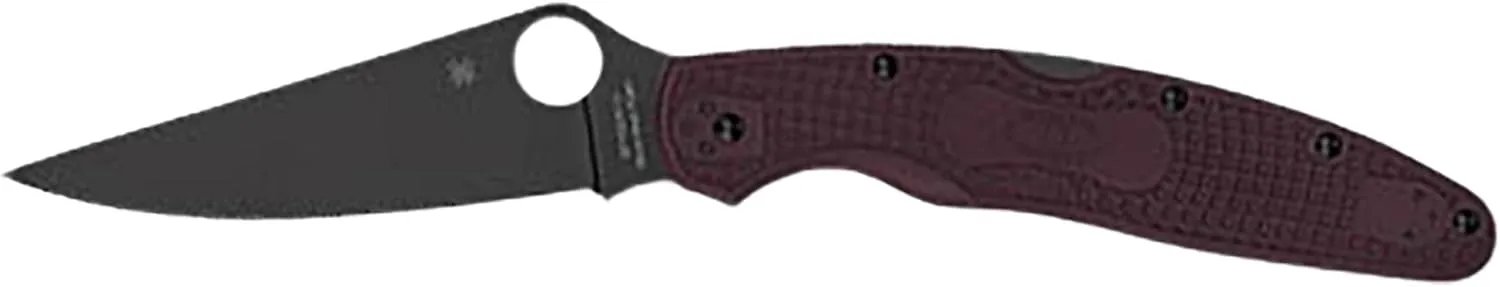 Spyderco Police 4 Lightweight Sprint Run Folding Knife 4.38" CTS-PD#1 Black Plain Blade, Burgundy FRN Handles