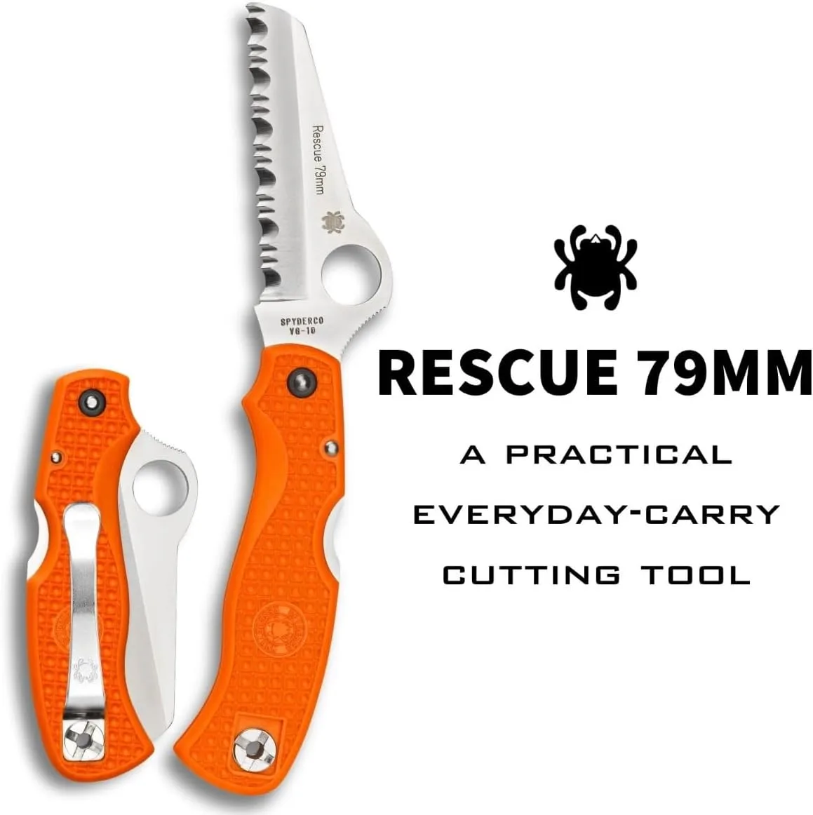 SPYDERCO Rescue Folding Pocket Knife with VG-10 Blade and FRN Handle