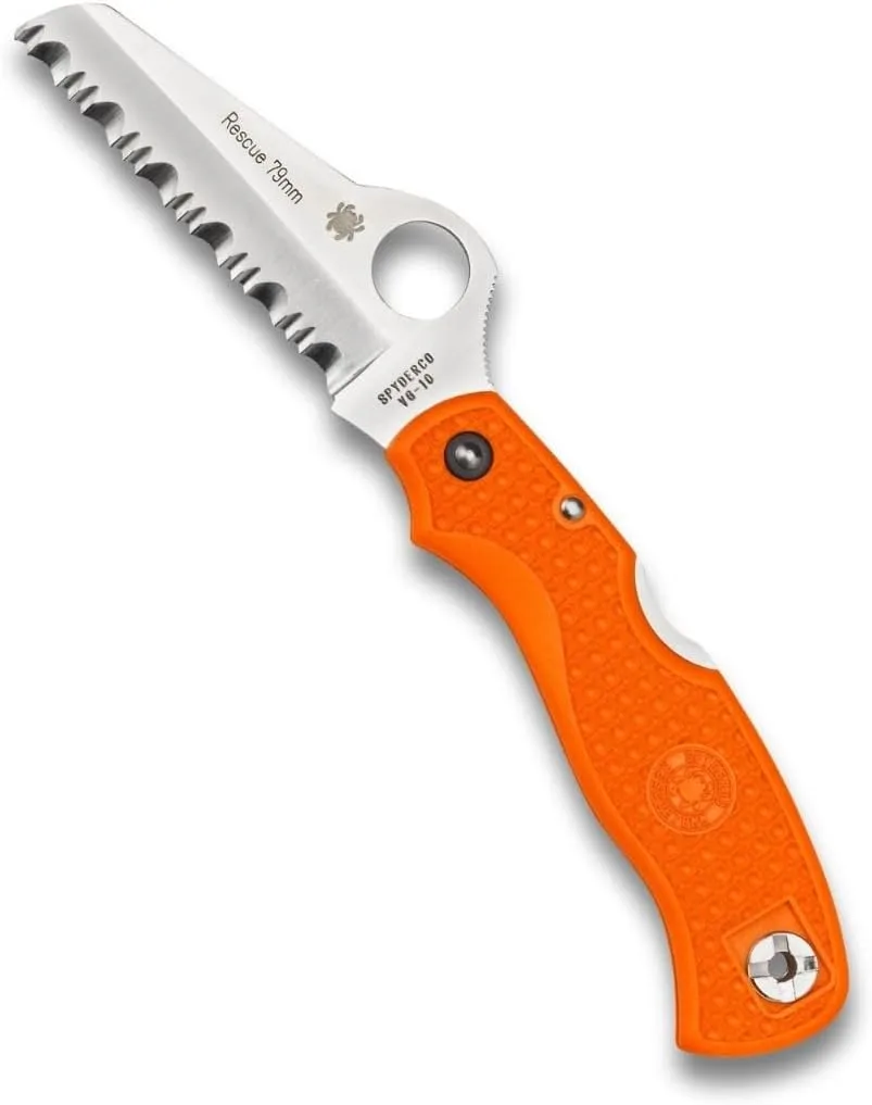 SPYDERCO Rescue Folding Pocket Knife with VG-10 Blade and FRN Handle