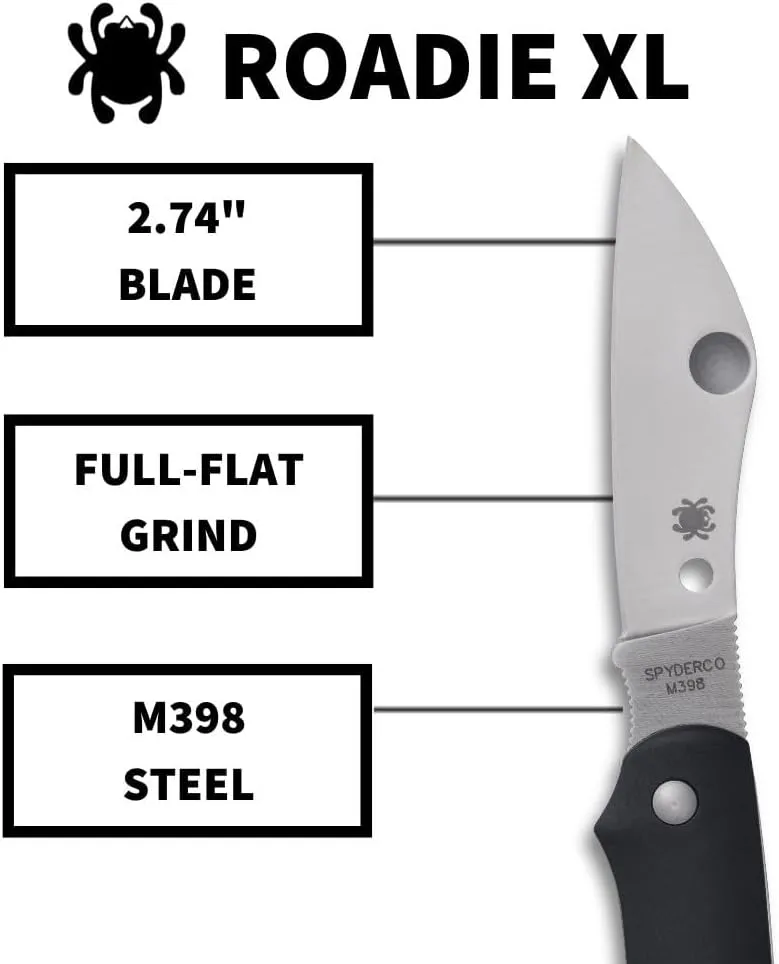 SPYDERCO Roadie XL Folding Knife with M398 Steel Blade