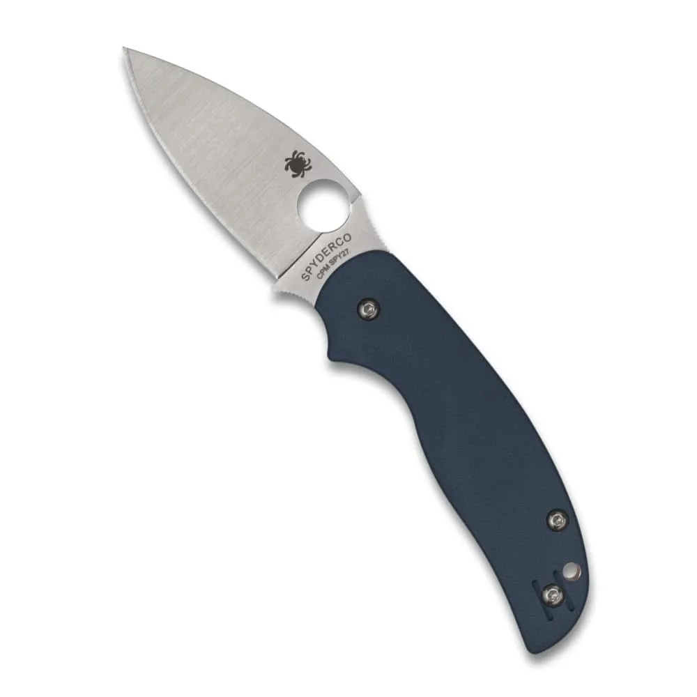 Spyderco Sage 5 Folding Pocket Knife with 3 Inch CPM SPY27 Steel Blade and Cobalt Blue G-10 Handle - PlainEdge - C123GPCBL