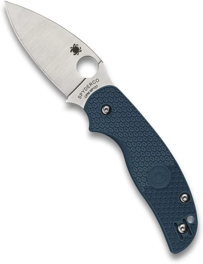 Spyderco Sage 5 Lightweight Folding Pocket Knife with 3 Inch CPM SPY27 Steel Blade and Cobalt Blue FRN Handle - PlainEdge