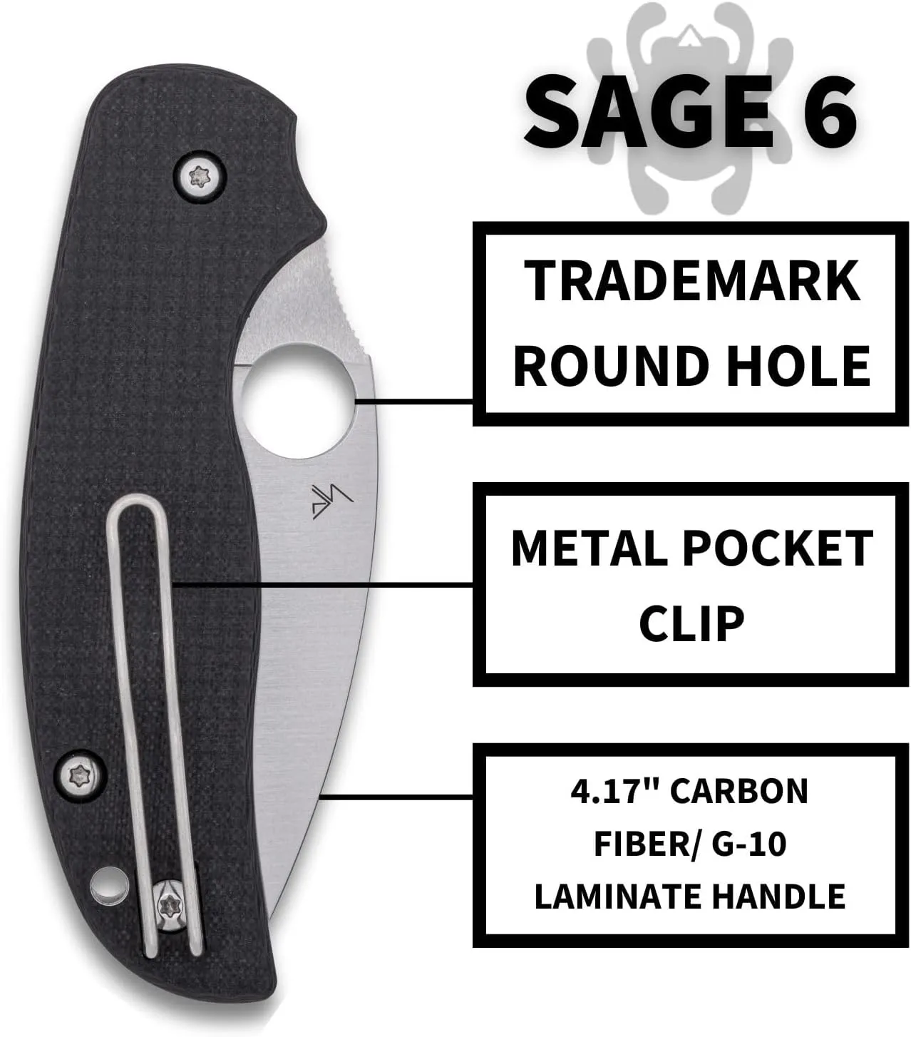 Spyderco Sage 6 Folding Knife - CPM S30V Steel Blade with Carbon Fiber/G-10 Laminate Handle, Button-Release Compression Lock