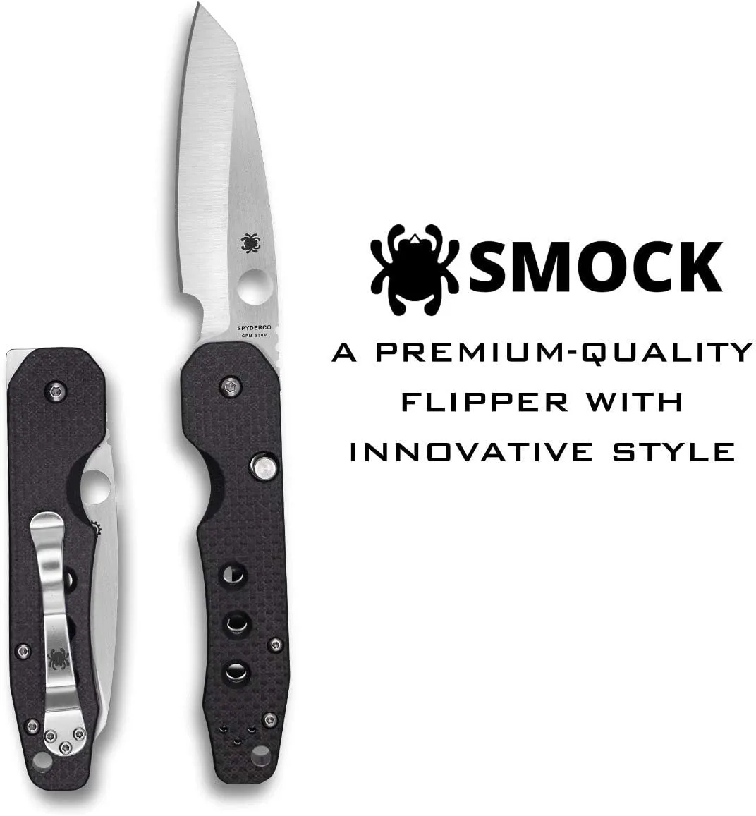 Spyderco Smock Premium Flipper Knife with 3.45" CPM S30V Steel Hollow-Ground Blade and Textured Carbon Fiber G-10 Handle