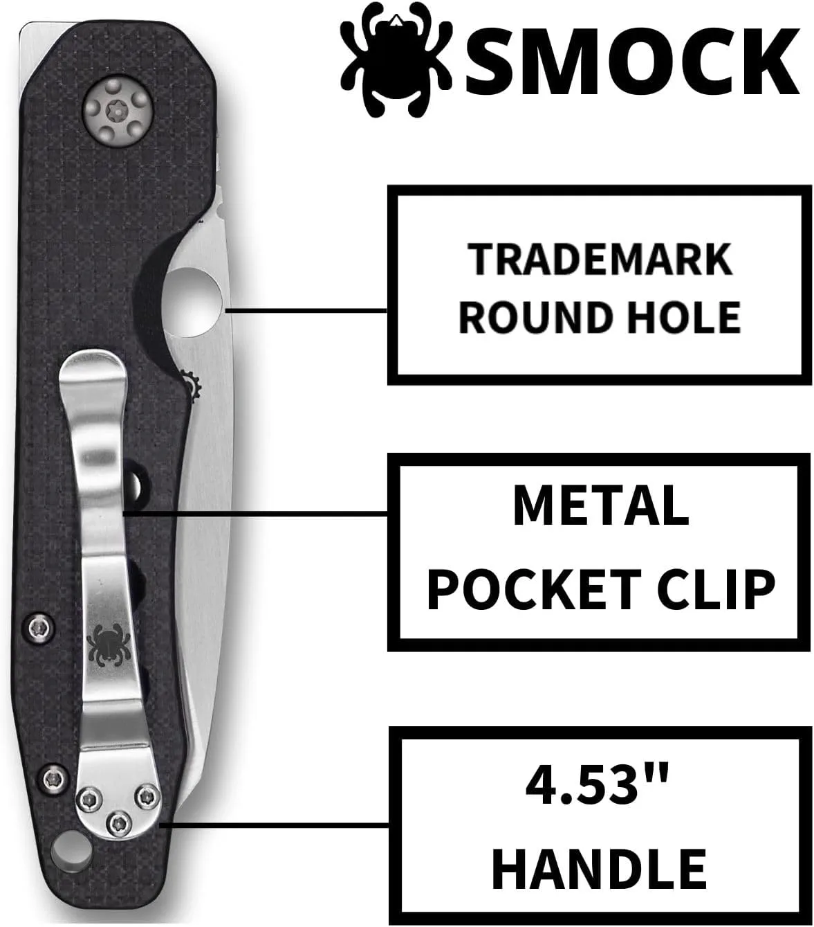 Spyderco Smock Premium Flipper Knife with 3.45" CPM S30V Steel Hollow-Ground Blade and Textured Carbon Fiber G-10 Handle