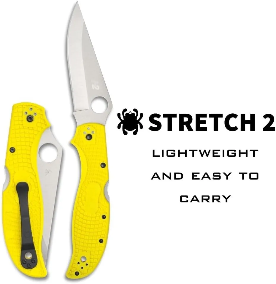 Spyderco Stretch 2 XL Lightweight Salt Folding Pocket Knife with 3.99 Inch H-2 Tool Steel Blade - PlainEdge - C258PYL
