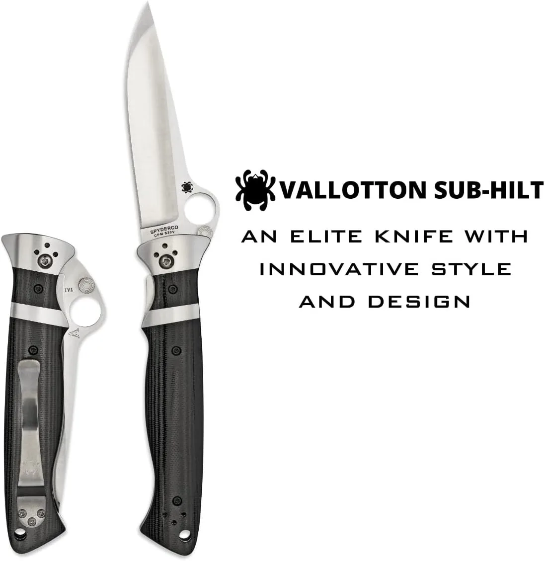 Spyderco Vallotton Sub-Hilt Specialty Knife with 3.70" CPM S30V Premium Stainless Steel Blade and Black Textured G-10 Handle