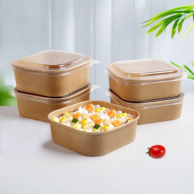SQUARE KRAFT PACKS WITH PP LID (MICROWAVEABLE) - 750ML/1000ML