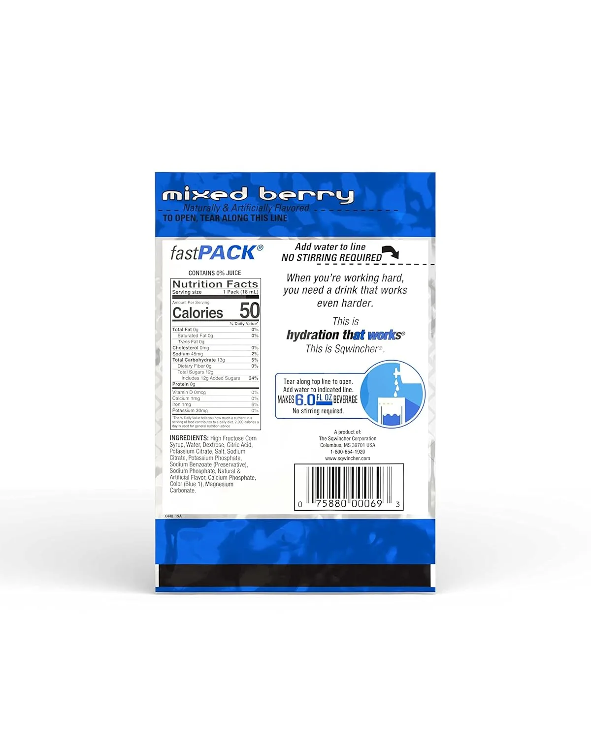 Sqwincher Fast Pack Liquid Concentrate | Mixed Berry Flavored | Low Calorie | Low Sodium | Electrolyte Replenishment