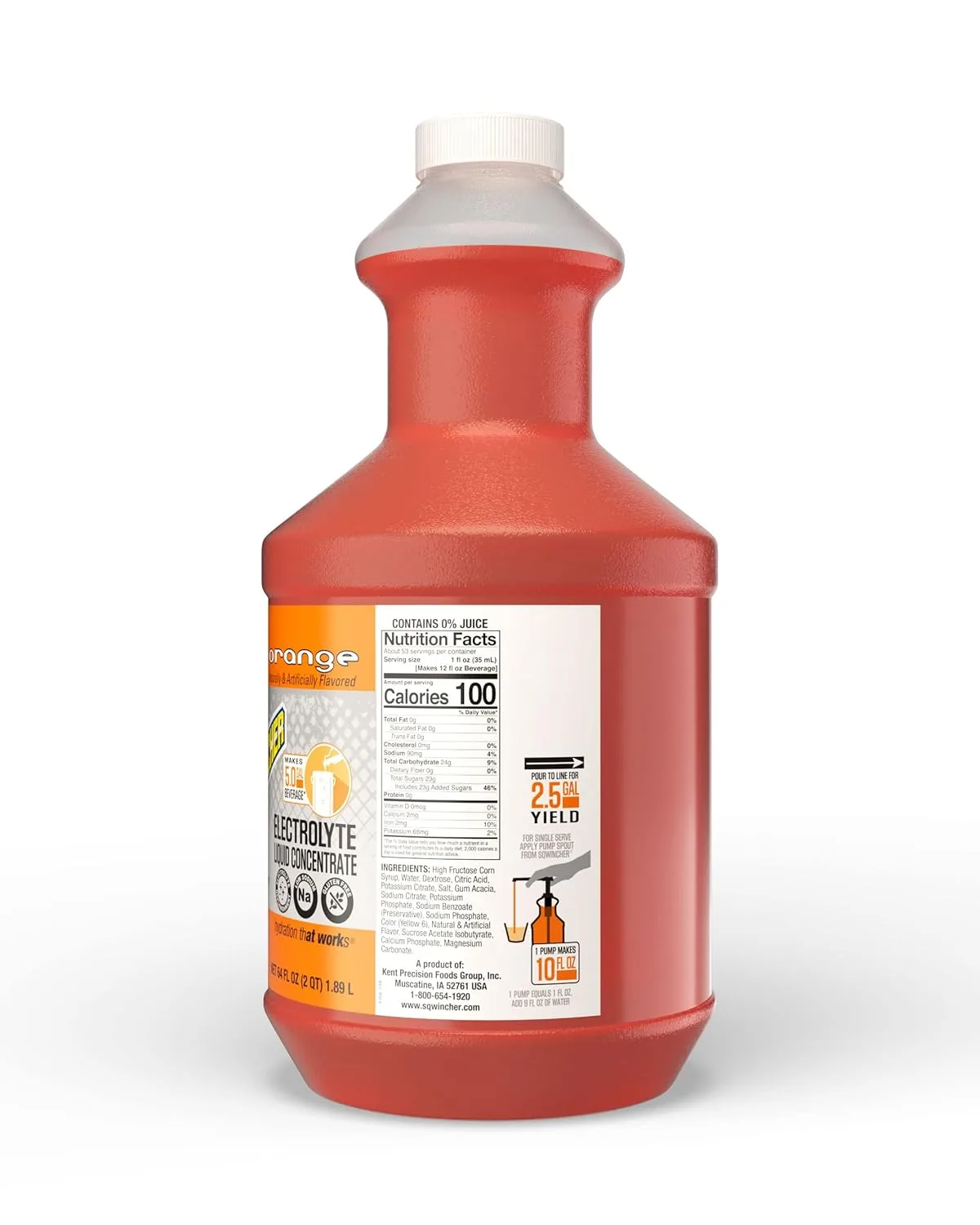 Sqwincher Liquid Concentrate, Orange, 64 fl oz (Pack of 6)