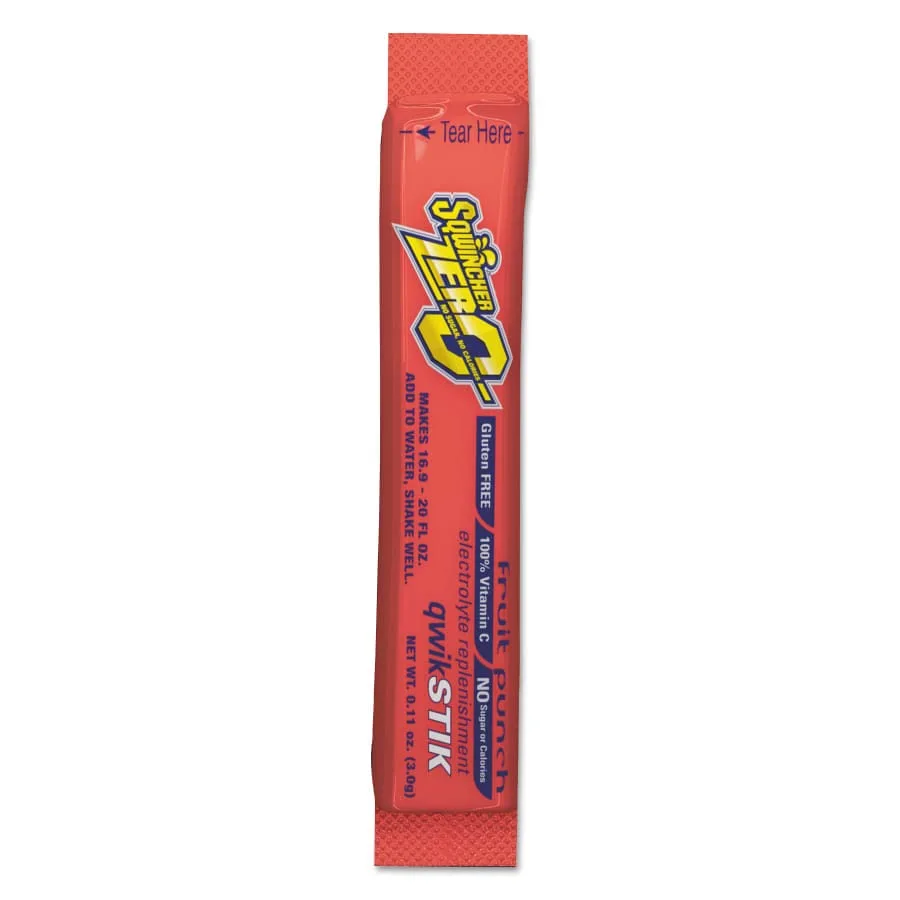 Sqwincher Quik Stik Zero Oral Electrolyte Solution Fruit Punch 0.11 oz. Packet 500 Ct