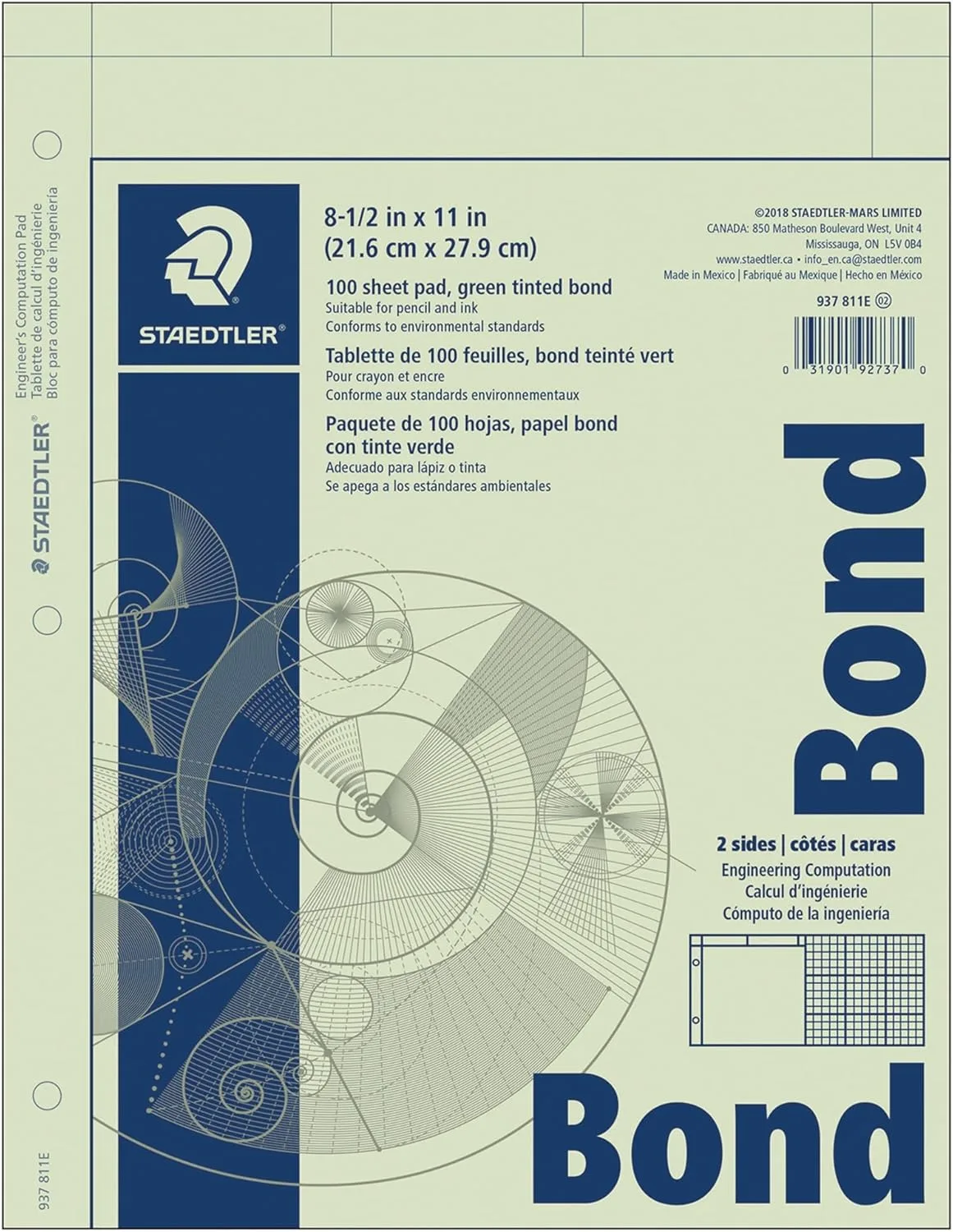 Staedtler Engineering Computation Pad, 5 x 5 Grid, 100 Sheets