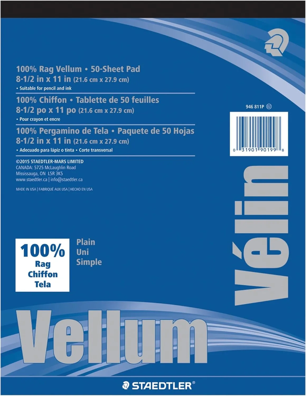 Chartpak Clearprint Plain Vellum Paper, 8.5 x 11 Inches, 50 Sheets