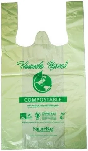 StalkMarket Compostable Large T Shirt Bags With "Thank You" Graphic, 0.9 mil, 21in x 18 1/2in, Pack Of 500 Bags