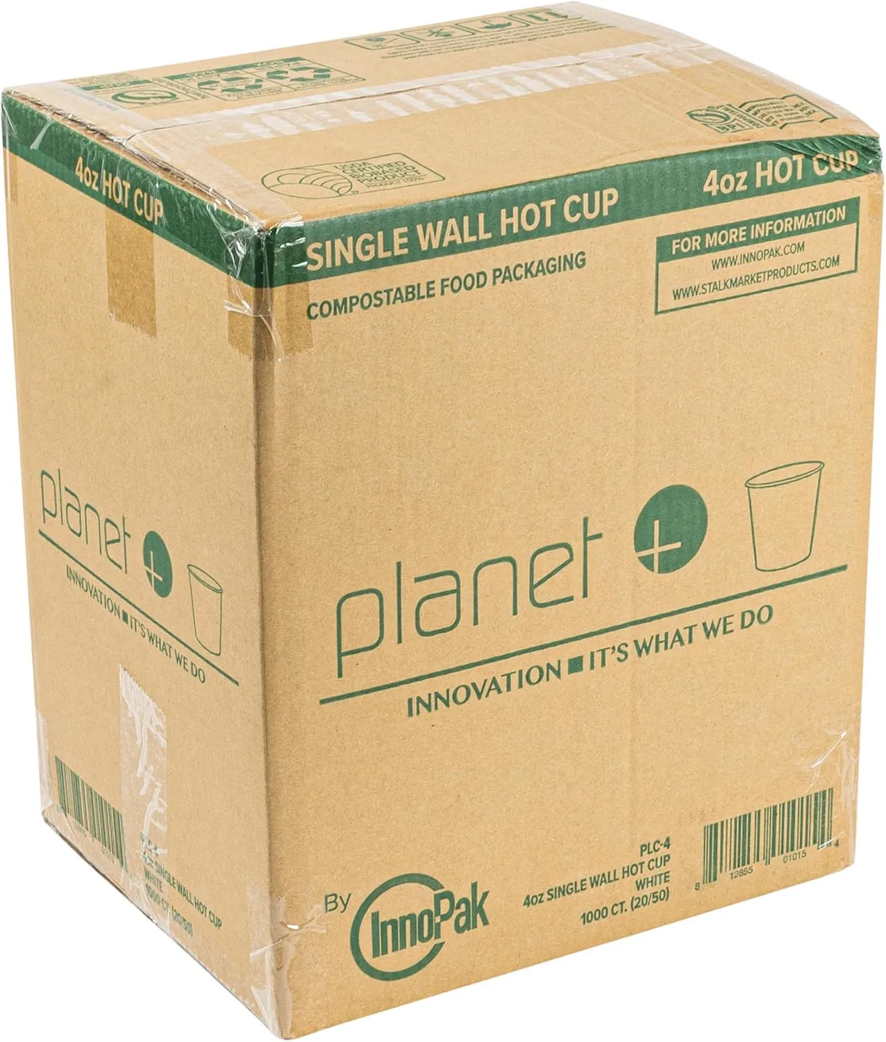 StalkMarket Planet+ 100% Compostable PLA Laminated Hot Cup, 4-Ounce, 1000-Count Case