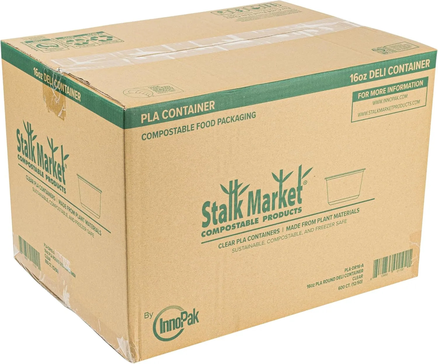 STALKMARKET Jaya 100% Compostable Clear PLA Round Deli Containers & Lids