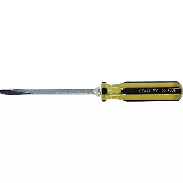 Stanley 100 Plus Flat Head Screwdrivers, 5/16in x 6in, Yellow/Black, Set Of 12 Screwdrivers